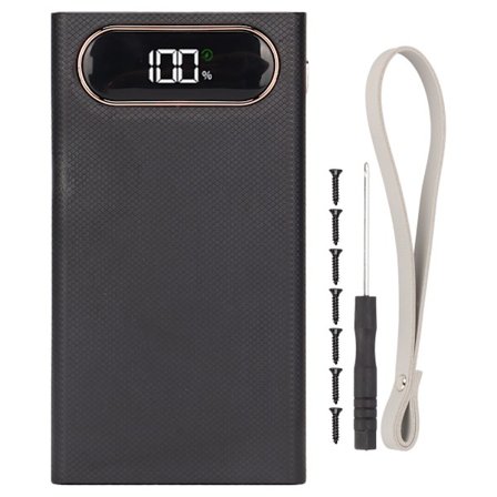 Bärbar DIY Power Bank med LCD-skärm, L12 22,5W 12x18650 batteriförvaringslåda