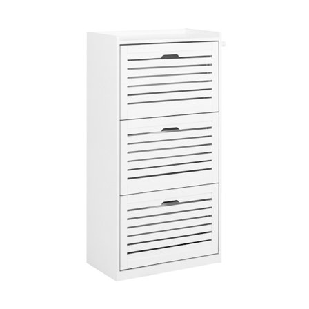 SoBuy hvidt skoskab med 3 døre 30x54.99x111.99cm, moderne FSR108-W