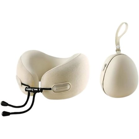 [LCS] Memory Foam Reisepute - Ergonomisk og kompakt design, egnet for flyreiser, bilreiser og langdistansereiser (off-white)