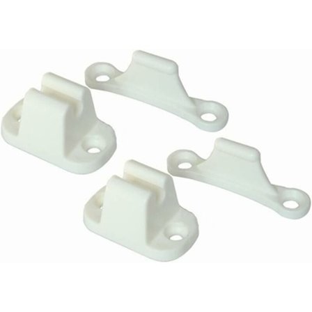 2X T-Formad Dörrhållare Kit Stopp Fästande Plastkrok Hållare Kompatibel Dörrlås Fäste för Husbil Släpvagn Husvagn - Vit