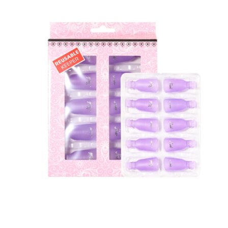 Neglehætter Neglelakfjerner Clips 10 Stk. Semi-Permanent Neglelak Pincet til Neglegel Negle Lilla