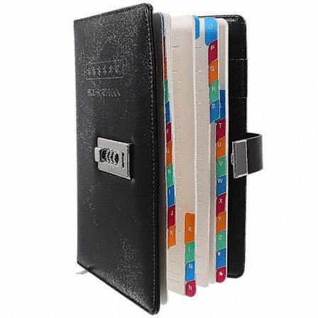 A5 Musta Lukollinen Muistikirja - Turvallinen Salasanavihko Lahjaksi - 1 Pakkaus