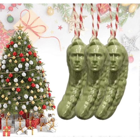 Picolas Cage julepynt, julegrønn sylteagurk hengende pynt, morsom Nicolas Cage juletre hengende pynt -CHSZ