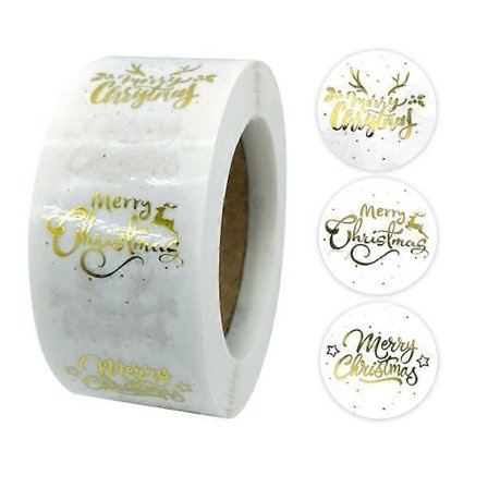 Glædelig jul-klistermærker 1 rulle med 500 guld