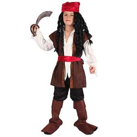 Halloween Barnedrakt for Barn - Piratdrakt med Lang Erme, Stilig Rollelek Kostyme for Festival (10-12 år, Mannlig Pirat X)