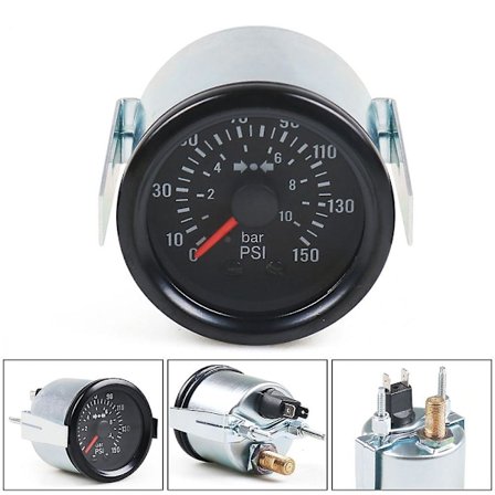 2" 52mm 0-10 Bar/0-150psi Ilmanpainemittari Mekaaninen Ilmanpainemittari 12v Keltainen Valo Auton Mittari Anturilla Npt1/8