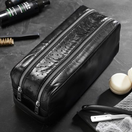 Black Double Zip Jasper Wash Bag for Men - Toiletry bags