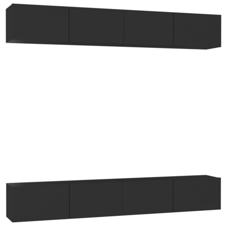 Vidaxl Tv-skåp 4 St Svart 100x30x30 Cm Konstruerat Trä Svart