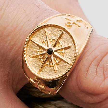 Leon Gold-Tone Gravel Ring for Men - Signet rings