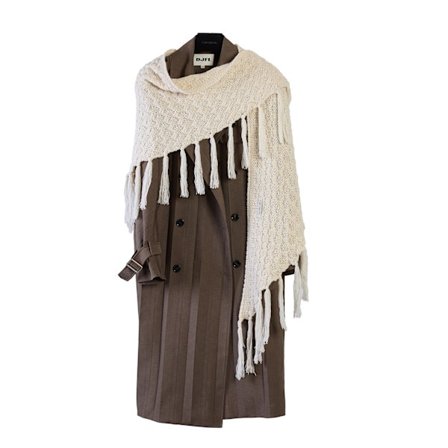 1 Strikket trekantet sjal med frynser til kvinder - Varmt og alsidigt kashmirlignende tørklæde til efterår/vinter - Tykt og varmt halstørklæde/sjal