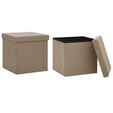 Vidaxl Hopfällbara Förvaringspallar 2 St Cappuccino Pvc Brun