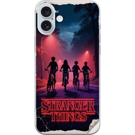 Kompatibel Mobilcover til Apple Apple iPhone 16 Plus Stranger Things mørk fantasyillustration med børn og ur dramatisk rød skræmmende design inspi