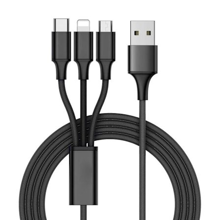 Multiladdare för USB-C, Micro-USB, iPhone - 1,2 m Svart