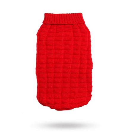 Urban Pup - RED WAFFLE TEXTURED STICKAD HUNDTRÖJA- Julkläder till hund
