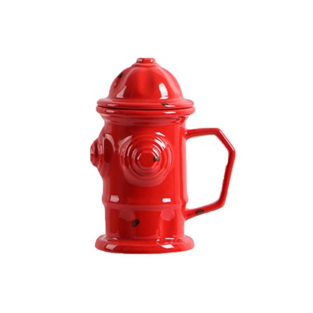 Keramisk Brandhane Krus – 350 ml Kapacitet, Sjov Rød Brandhaneformet Kaffekop, 8,2x9,5 cm – Unik til Brandbekæmpelsesfans
