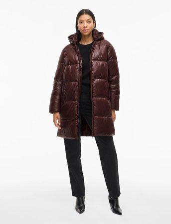 Vila Vilidda L/S Hood Shinny Puffer Jacket - Brown - 38