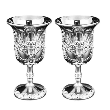 Vintage Ornament Vinglas Set Europeisk Stil Dekorativt Glas Handgjort Präglat Utsökt Design Återanvändbar Metall Vinkopp för Hemmabar Lyx