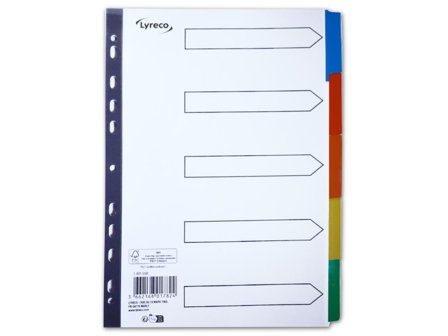 LYRECO Kartongregister A4 5-flik vit - Lyreco - Kontorsmaterial - Pärmar och register - Kartongregister