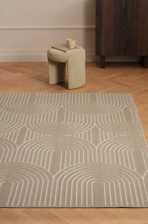 &Home - Matta Daisy Arches - Beige - Slätvävda mattor - 140X200 - Från Homeroom