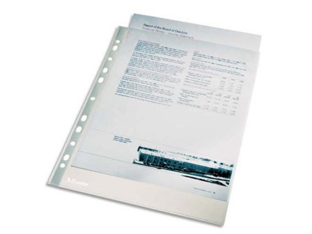 Esselte Plastficka, Economy A4, stansad, 40 mikrometer, polypropylen, jämn, 11 hål, genomskinlig 100/fp - Lyreco - Kontorsmaterial - Mappar och 