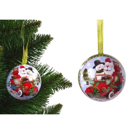 Metallinen joulukuusikoristelu: Joulupukki ja lumiukko-korulahja