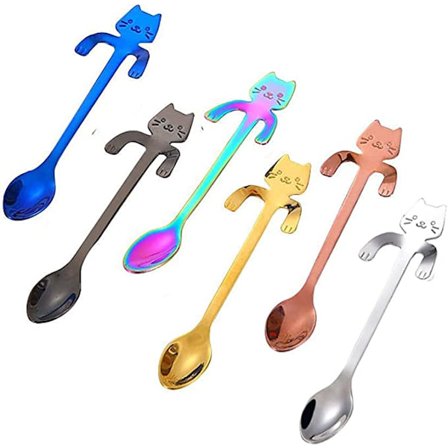 6-pakke katteskjeer for kaffe og te (flerfarget), kaffegaver til