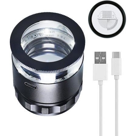 10x Korusepän suurennuslasit, kannettava kädessä pidettävä suurennuslasi 6 LED-valolla, ladattava suurennuslasi 25 mm:n näkökentällä, koruille, 