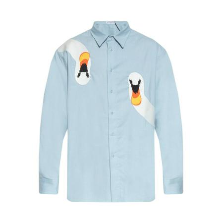 JW Anderson Swan shirt with animal motif Blå, Herre Skjorter