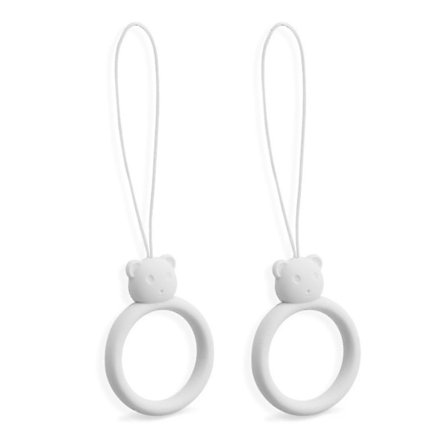 Universal Cartoon Bjørn Formet Silikon Telefon U Disk Finger Ring Lanyard 10stk-hvit