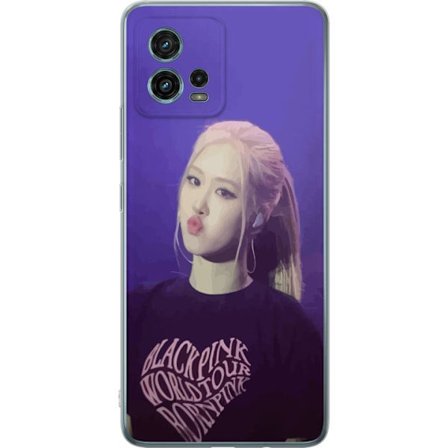 Kompatibel Mobilcover til Motorola Moto G72 Blackpink Rosé koncertportræt kpop idol med scenebelysning moderne musik og fanmotiver i lilla toner