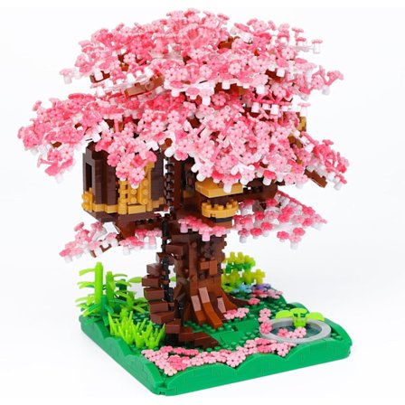Miniature Kirsebærtræ Bonsai Træ Byggeklodser Sæt, Sakura Botanisk Samling Byggesæt til Voksne, 14+ Teenagere, Boligindretningstilbehør