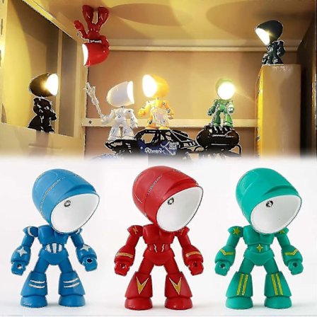 3 stk. Mini Led Mecha Natlampe Sød Lille Heltefigur Lampe Foldbare Robotter Lille Bordlampe Gave Til Fødselsdag