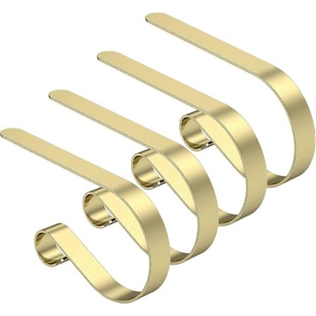 4-pakning Julestrømpeholder Strømpehengere for Peishylle Julepynt Kroker Justerbare Sklisikre Julestrømpekroker Peis Metallklemmer