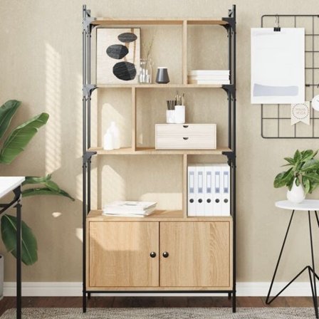 vidaXL Bokhylla med dörrar sonoma 76,5x30x154,5 cm konstruerat trä