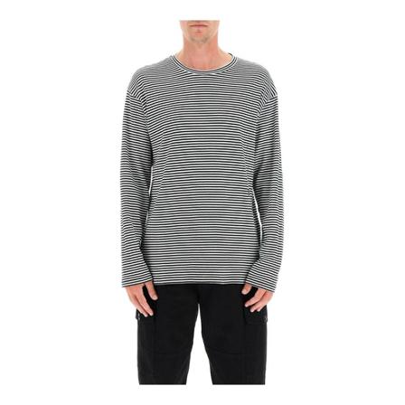 Closed, Closed l/s striped cotton t-shirt Grijs, Heren, Maat:M