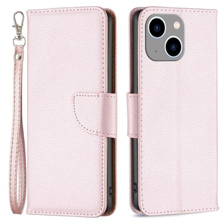 iPhone 15 Plus Fodral Shark Litchi Läder Roséguld