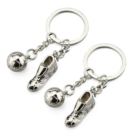 2 stk. fodboldnøglering, zinklegeringsvedhæng, 3D-fodboldsko, gave til fans