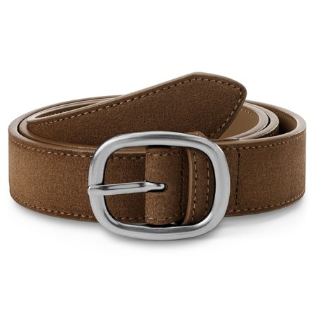 Canyon | Ceinture marron clair avec boucle arrondie imitation daim pour hommes - Ceintures en cuir