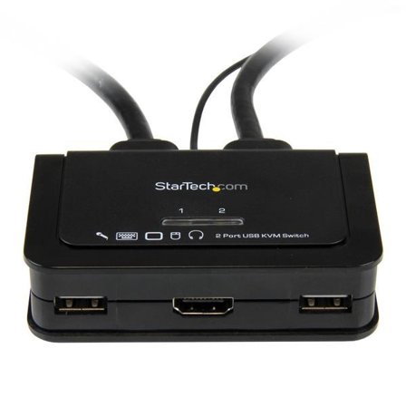 StarTech 2 Port USB HDMI Cable KVM Switch with Audio and Remote Switch - USB Powered KVM with HDMI - Dual Port HDMI KVM Switch (SV211HDUA) - KVM /