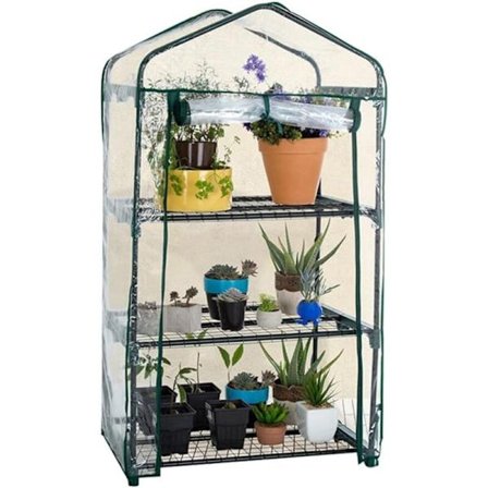 Let overtræk med PVC-plast, transportabelt drivhus udendørs, bruges til dyrkning af såning og blomster, 3 lag, eksklusive støtte (69 x