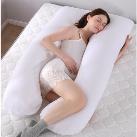 Graviditetspute i bomull, avtakbar og vaskbar U-formet pute