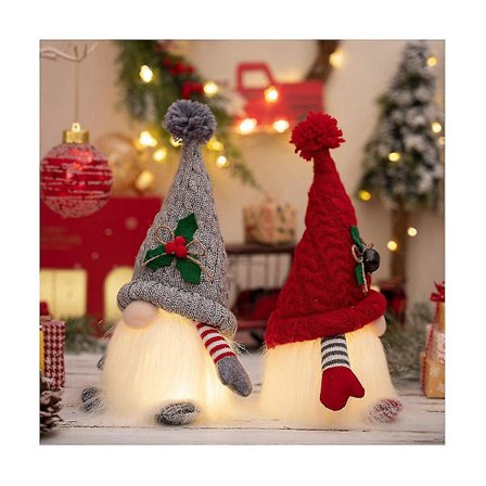 Ornt Strikket Hat Illuted Dukke Ansigtsløs Nisse Dukke Grå