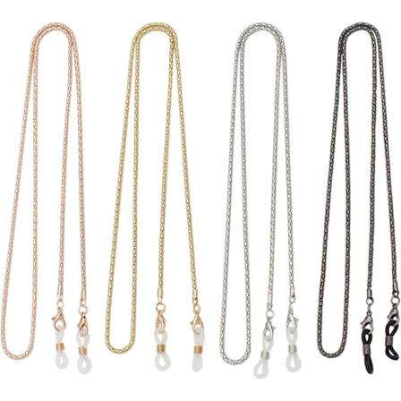 (4 stk) Brillekjede, Elegant solbrillekjede, Sølv Rose Gold No