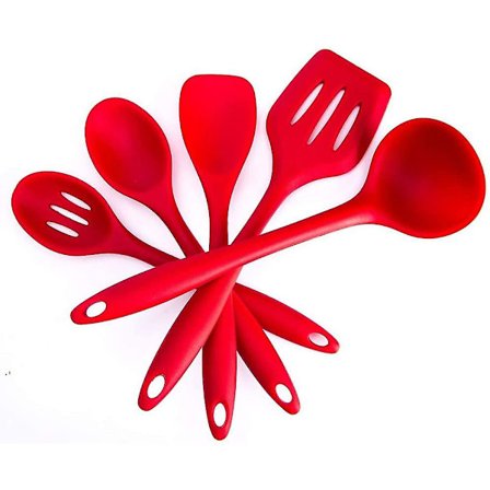 BPA-fri Silikone Køkkenredskabssæt - Ske. Øse og Spatel - Opvaskemaskine