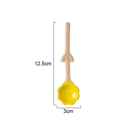 1st Tulpanformad keramisk sked 3D Blommor Kaffesked Breakfas Yellow 1