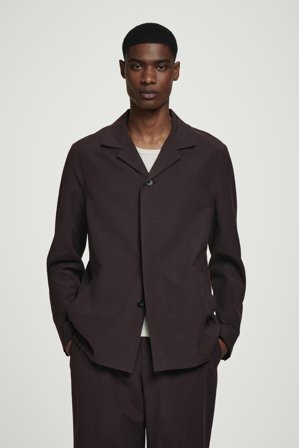 COS Men's Unstructured High-Collar Blazer in Brown