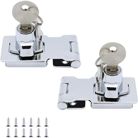 (2 kpl) Metallinen salvansalpa 65mm ovenpultti lukko soljella ja riippulukolla ja avaimella - Kromihelat aitan ovien kaappien laatikoiden huonekalujen