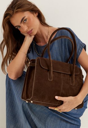 Latalia - Loretto Suede Handbag - SC19 Brown