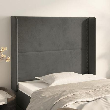 Vidaxl Huvudgavel Med Kanter Mörkgrå 83x16x118/128 Cm Sammet Grå