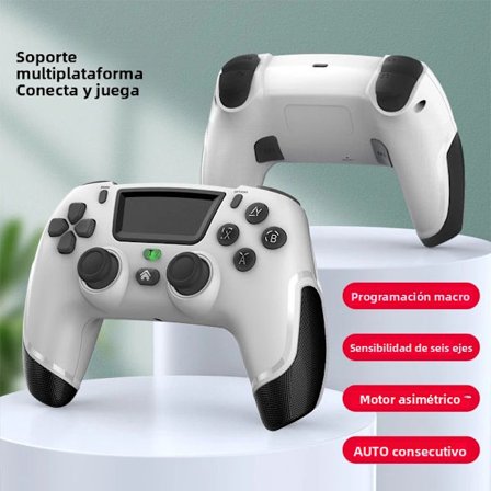P06 Hvit Spillkontroller Kompatibel med PS4/Slim/Pro/PC med 360° Joystick, Dobbel Vibrasjon, 6 Akser USB Bluetooth Gamepad